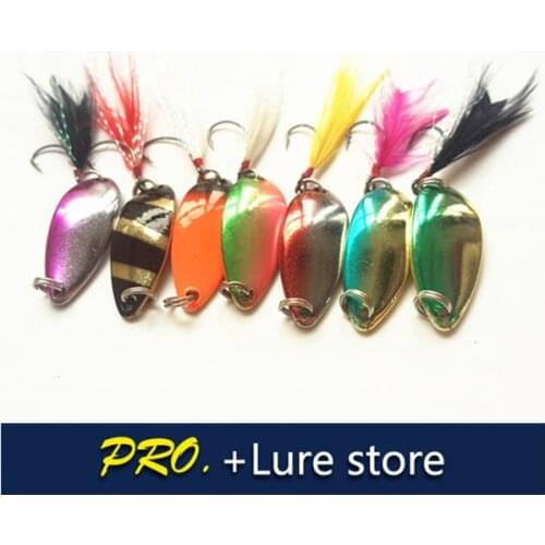 Free post 100pcs Bass,Pike Killer Metal Spoon Fishing,Spinner Bait Colorful Spoon Lures/Metal Fishing Baits with feather hooks