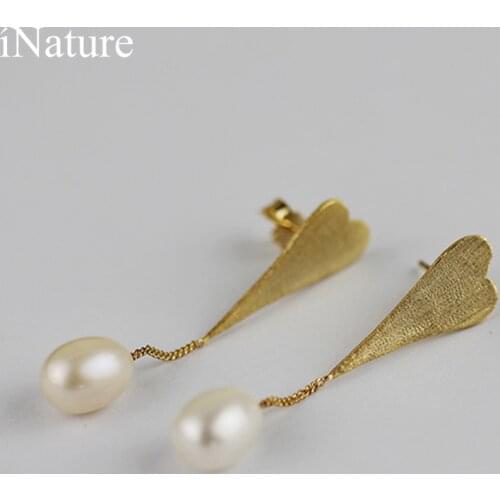 INATURE 925 Sterling Silver Freshwater Pearl Heart Drop Earrings for Women Jewelry brincos
