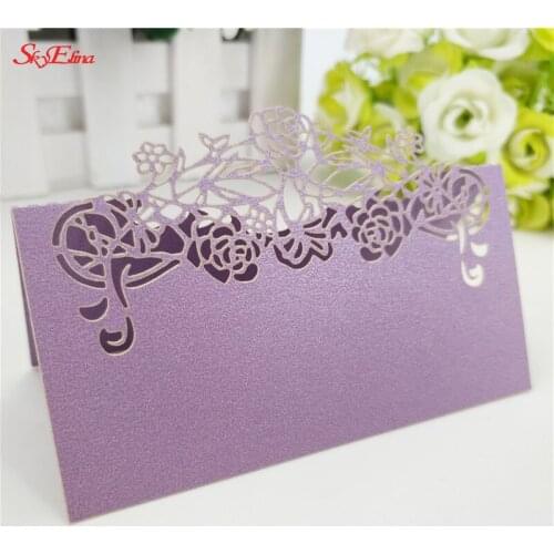 10pcs/Lot White Carved rose flower Table Name Card For Wedding Birthday Banquet Decoration Party Guest Table Number Card 7Z