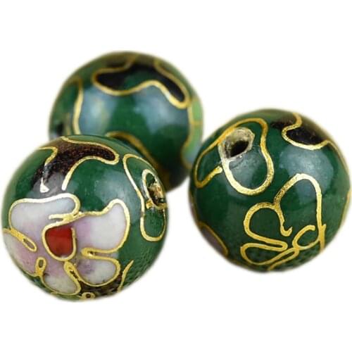 Cloisonne Enamel Polished 14mm Round Loose Beads Copper Accessories Chinese style DIY Jewelry Making Earrings Necklace Bracelet