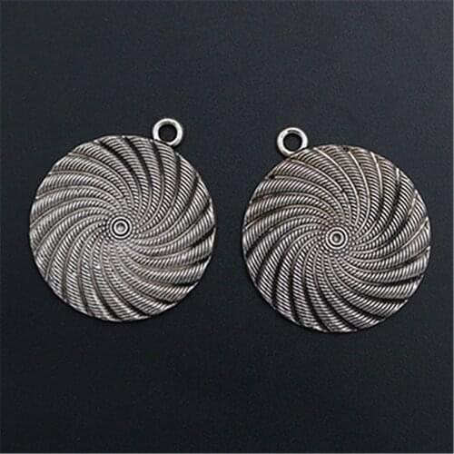 2pcs Silver Plated Whirlpool Glamour Vintage Necklace Bracelet DIY Metal Jewelry Alloy Pendants 40*35mm A1473