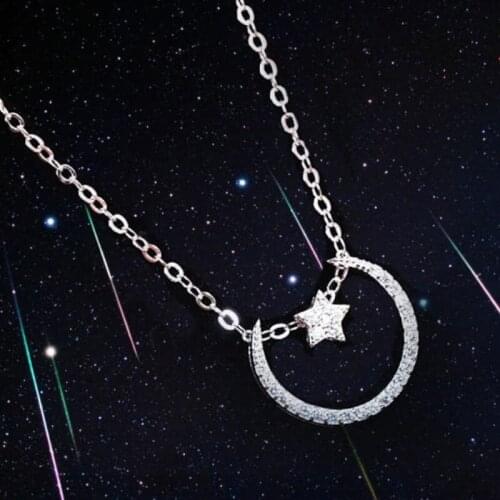 Korean Zircon Star Pendant Clavicle Chain 925 Sterling Silver Temperament Personality Fashion Female Necklace SNE115