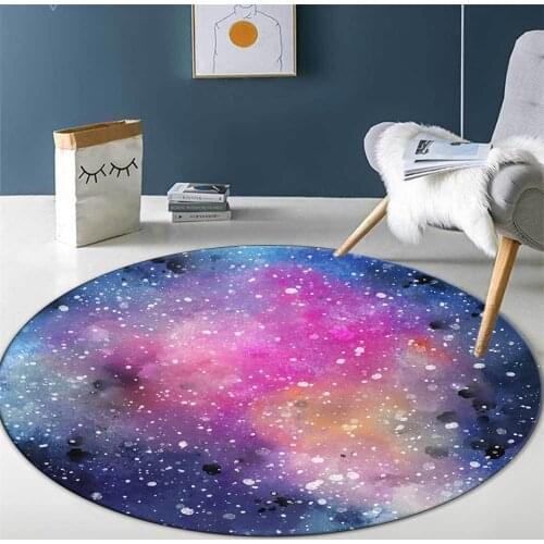 Colorful Star Sky Round Carpet For Girls Bedroom Purple Blue Coffee Table Rug Living Room Decoration Chair Mat Nordic Simple