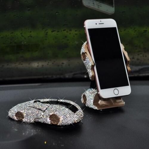 Creative Bling Rhinestones Car Phone GPS Navigation Bracket Sports Car Model Ornaments Suction Cup USB Fast Charger Holder Gifts