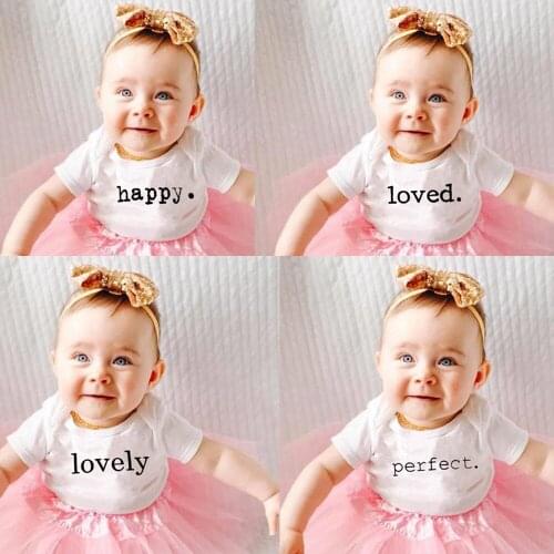 Lovely/loved/happy/perfect Dress Cute Pink Tutu Cake Outfits Infant Baby Girls Simple Words Suit Baby Shower Gift 0-24M