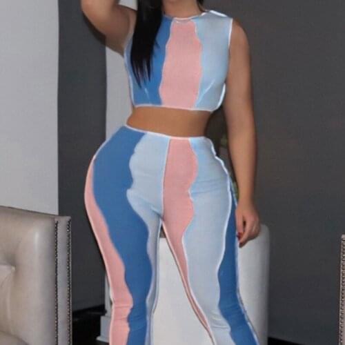 Kili Fashion Tracksuit Women Sleeveless Crop Top Leggings Matching Set Stretchy Sporty Fitness Casual Streetwear Outfits