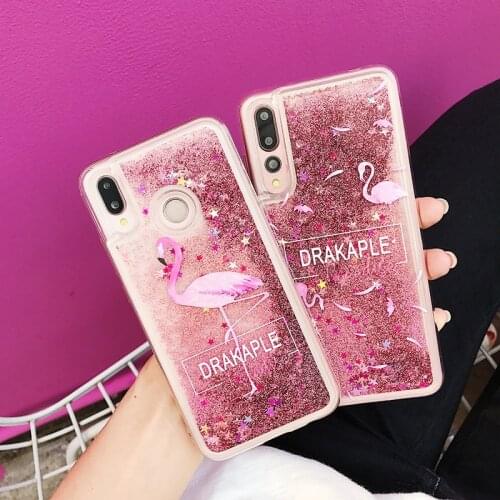 Flamingo Bling Glitter Liquid Clear Soft Case Cover on sfor Xiaomi Mi 8 Lite F1 Mix 2 2S 9 Redmi Note 7 S2 5 6 4X 4A Shiny Capa
