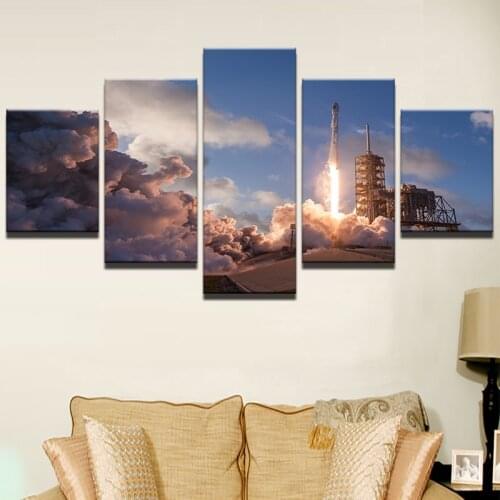 Wall Art Painting Canvas 5 Panels Modern HD Printed Flame Emission Landscape Poster Frame Modular Pictures Home Decor