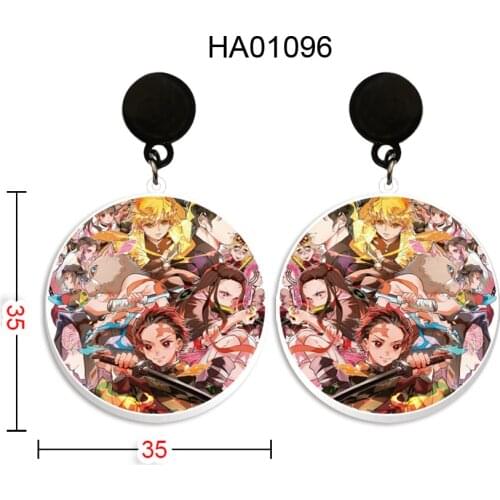 2021 new Anime earrings Demon Slayer Kimetsu No Yaiba cartoon Character black Acrylic Resin Epoxy Drop Earrings