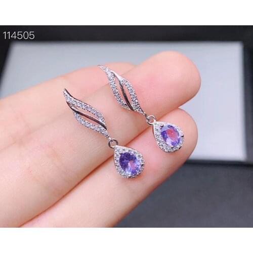 New Coming 100% Natural Real Tanzanite earring 25 sterling silver Earring Fashion Earring