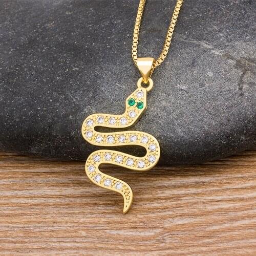 New Delicate Animal Snake Dangle Pendant Necklace For Women Fashion Chain Cubic Zirconia Choker Female Birthday Party Jewelry