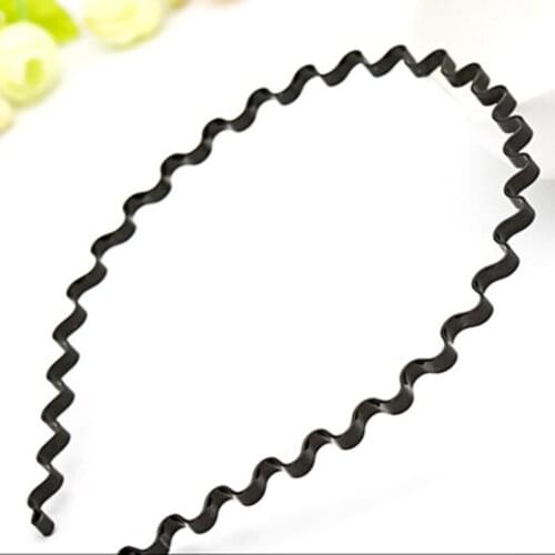 Men Women Unisex Black Wavy Hair Clip Head Hoop Band Sport Headband Hairband Fashion Simple Metal Hair Hoop Accessories
