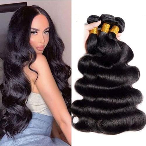 KISSU Bulk Wholesale Human Hair Bundles Body Wave 3 4 Bundles Deals Brazilian Hair Weave Bundles Non-Remy Weft Hair Extension