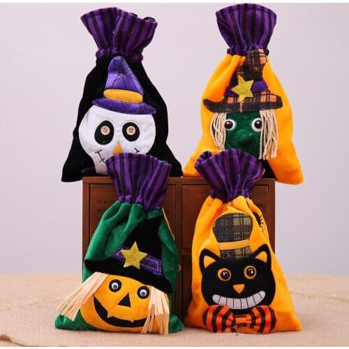 Halloween Candy Bags Cute Gift Bag Pumpkin Skull Bundle Pocket Bag Trick or Treat Kids Gift Halloween Party Decor Supplies