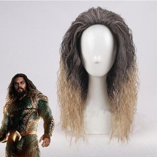 Movie Aquaman wig Aquaman Role Play Poseidon Hair Comic Cosplay Costume Wigs Jason Momoa Wigs + Wig Cap