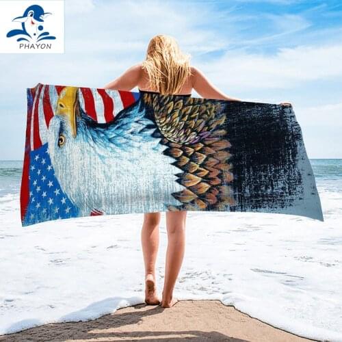 PHAYON Sand Free Quick Dry Beach Towel US Flag Eagle Microfiber Bath Towels Beach Cushion Swimming Personalized Beach Towels