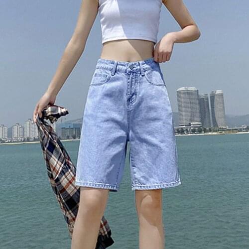 Straight Women Casual 2021Street Style Versatile Denim Ladie Pants Vintage Jeans Retro Quality Fashion able cute Shorts trousers