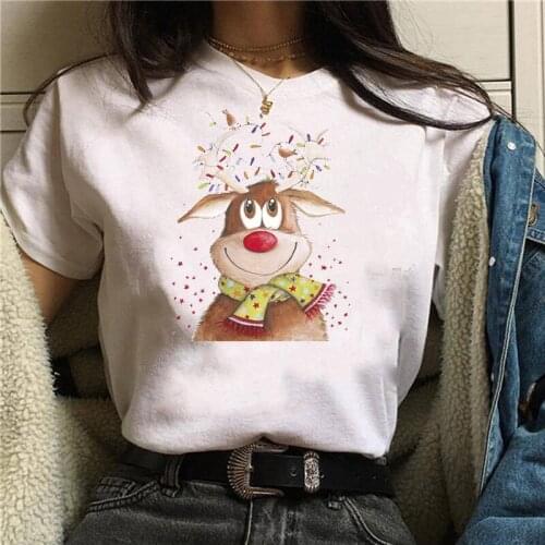 FIXSYS Merry Christmas Women Tshirt Tops Short Sleeve Tee Shirts Harajuku Female Graphic Tops T-shirts