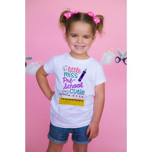 Little Miss Preschool Cutie Shirt (0-24 Months)(2T-12) Girls Preschool Back To School First Day of School Short Sleeve Tops Tee