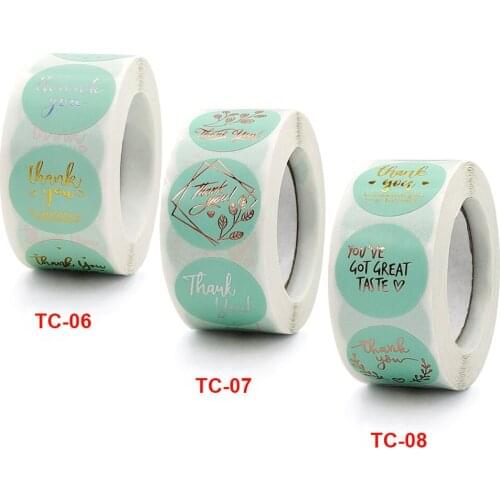 Roll color stamping thank you sticker self adhesive roll envelope merchandise gift decoration label