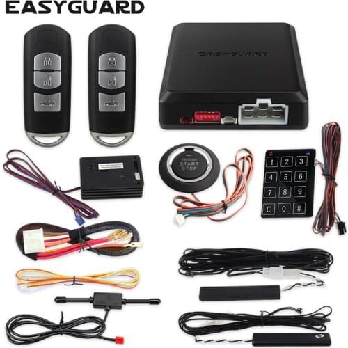 EASYGUARD pke car alarm system remote engine start stop smart key touch password entry shock sensor keyless entry alarm