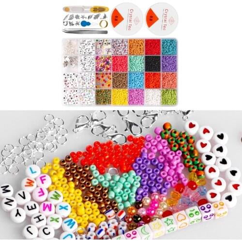 3mm Glass Seed Beads Jewelry Making Kit Beads for Bracelets Bead Craft Kit Set, Glass Seed Letter Alphabet DIY Art and Craft