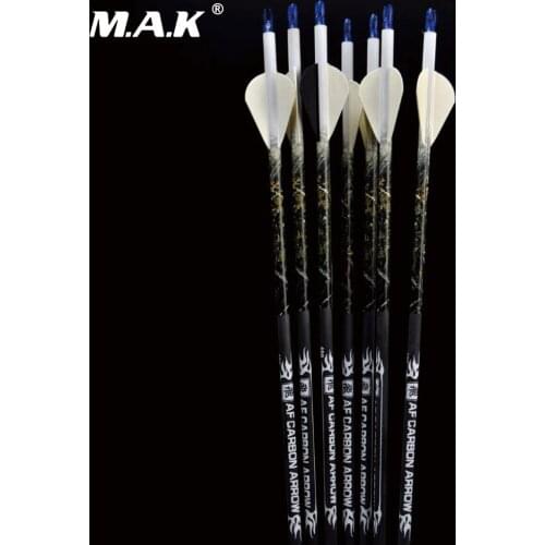 30 Inch Pure Carbon Arrow Spine 400 Diameter 7.5 mm for 40-60lbs Compound bow Archery Shooting Hunting Practice