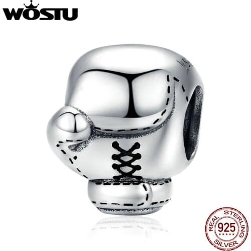 WOSTU Real 925 Sterling Silver Boxing Gloves Beads Charms Fit Original Bracelet Pendant For Women Men Fashion Jewelry CQC1325