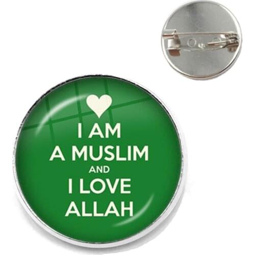 I Am A Muslim And I Love Allah Brooches Glass Cabochon God Allah Islamic Religious Ramadan Collar Pins Badge Gift For Friends