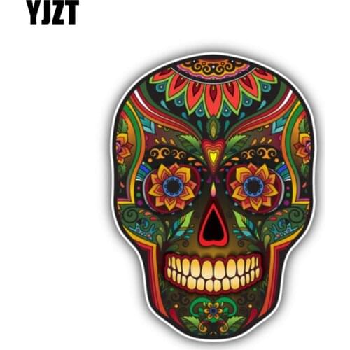 YJZT 9.2CM*13CM Creative Helmet Car Sticker Sugar Skull Mexican Pattern Motorcycle Decal Accessories 6-1372