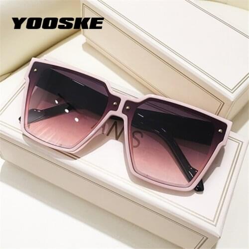 YOOSKE 2021 Classic Vintage Square Sunglasses Women Men Oversized Sunglass Ladies Gradient Pink Luxury Sun Glasses Goggle UV400
