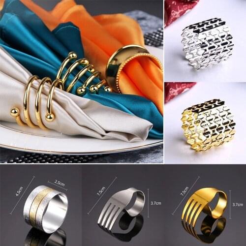 1Pc Modern Metal Round Napkin Rings Napkin Buckle Holder Cloth Ring Household Hotel Dinner Wedding Table Serviette Decoration