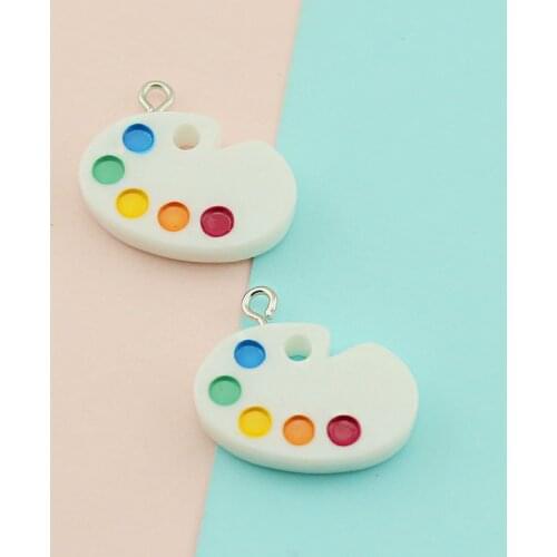 10pcs/pack Drawing Board Painting Resin Charms DIY Craft Fit for Bracelet Earring Key Chains Jewelry Handmade 24x17mm