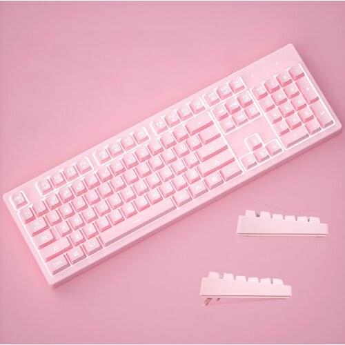 104 Keycaps Pink Keyboard with White Backlit Mechanical Feeling Membrane Keyboard For Mac/Win Sytem Laptop PC Computer