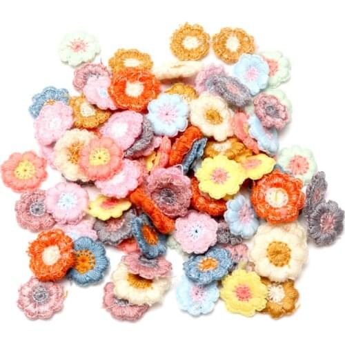 15mm 50pcs/lot Small flower patches Hand stitch on applique for clothes embroidered for clothing DIY motif stripes clothes MZ460