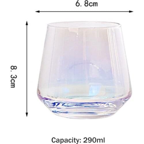 350ml Cup Creative Colorful Iceberg Crystal Glass Cup Thickened Transparent Glass Cup Wine Glass Milk Cup Gardient Color Drinkwa