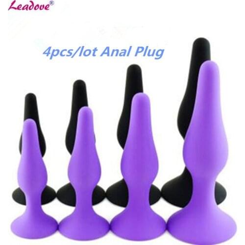 4pcs/Lot Soft Silicone Anal Plug Anal Toy Smooth Touch Prostate Massager G-spot Anal Beads Adult Sex Toys Women Sex Products