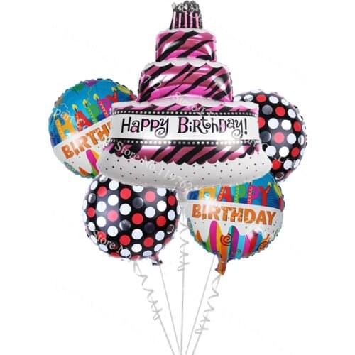 5 Pcs/lot Big size cake kids Happy birthday Combination suit Foil balloons Decoration Cartoon Baby Shower Party supplies