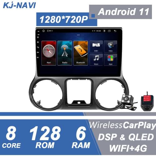 Bluetooth Carplay Car Radio Multimedia Video GPS Navigation For Jeep Wrangler 3 JK 2011 - 2014 10.1'' Android 11 4G WIFI 2 DIN