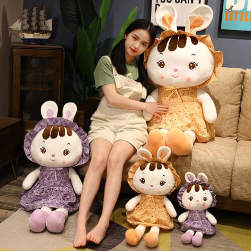 Kawaii big plush toy rabbit mollusk pillow girl birthday gift doll fabric soft comfortable anti-extrusion decorative ornaments