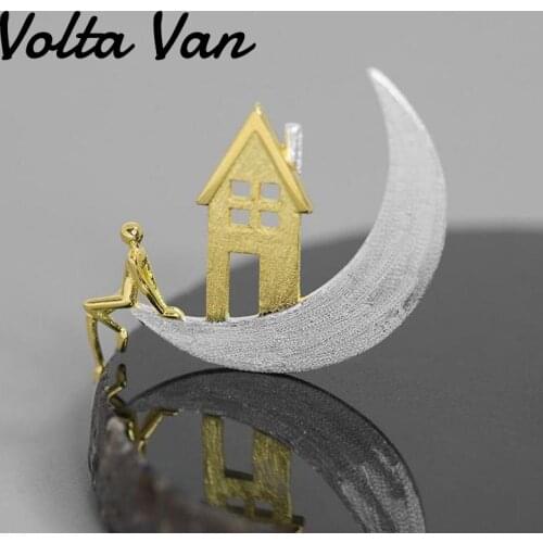 Volta Van 925 Sterling Silver Brooches Pins Elegant 2021 New Fine Jewelry Moon Home Original Design Concise Fashion Brooch