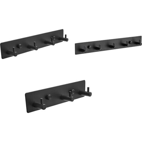 Black Robe Hook Bathroom Stainless Steel Towel Hook Bag Hat Hook Wall Mounted Clothes Coat Hook Wall Hanger