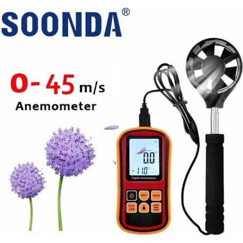 2-in-1 Digital Air Anemometer Wind Volume Speed Temperature Winding Speedometer Extend Impeller Rod Sensor For Windsurf Hunting