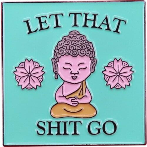 HOSENG Zen Buddha Meditation Yoga Meditation Cartoon Brooch Women Man Fashion Trendy Lapel Alloy Enamel Pin Accessories HS_854