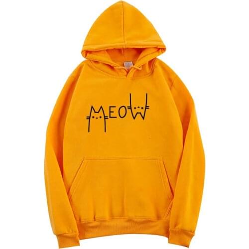 Kwawaii Meow Cat Crewneck 100% Cotton Hoodies Women Sweatshirt Full Long Sleeve Shirt Fashion Pullover Plus Size Lady Clothing