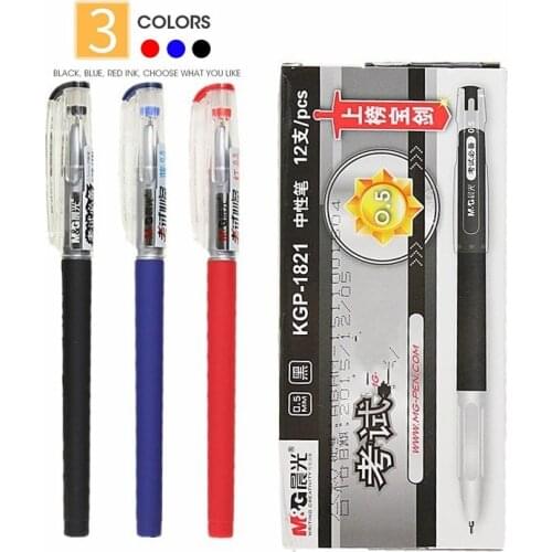 M&G 12pcs/box 0.5mm Ultra Fine Point Gel Pen Ink Refill for School Office Supplies Stationary Pens Stationery 1281 Black Plastic