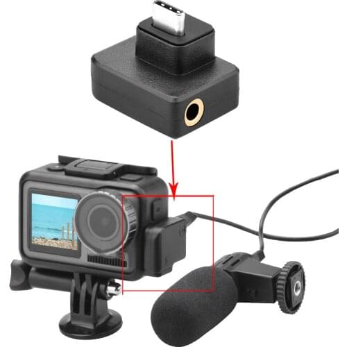 Microphone 3.5mm/USB-C Adapter for DJI OSMO Action Audio External 3.5mm Mic Mount For dji osmo Action Camera Accessories