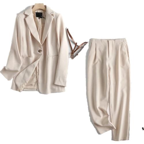 Dave&Di England Office Lady Fashion Solid Simple Blazer Feminino Blazer Women Jackets Casual Suits Pants Trousers Women Sets