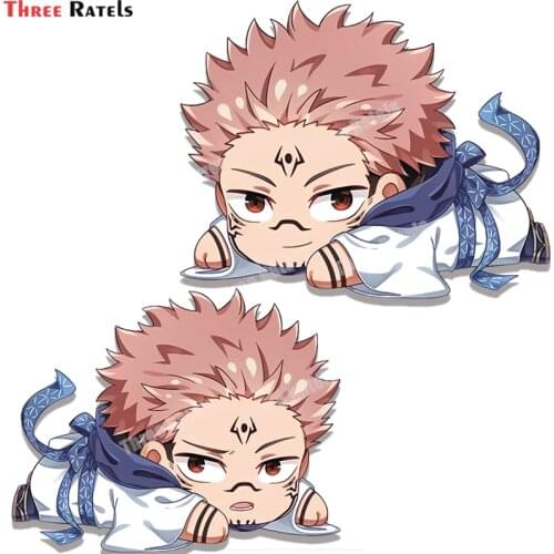 Three Ratels A962 Jujutsu Kaisen Sukuna Peeker Sticker Car Stickers Motorcycle Personality Decal Windshield Car Styling
