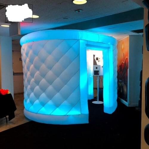 Customize 3m wide by 2.4m tall white inflatable oval photo booth for Ania